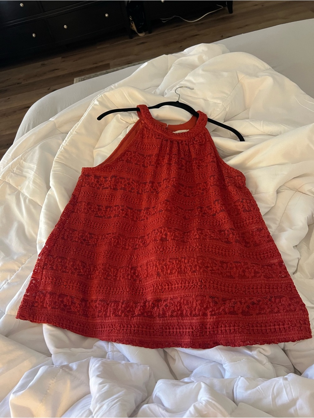 Monteau Los Angeles XL Rust Crochet Lace Halter Tank Top